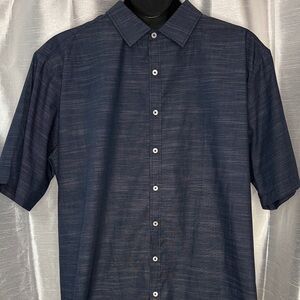 Beverly Hills Polo Club Button Up Collar Short Sleeve Men’s 3XLB(Big) Navy Shirt